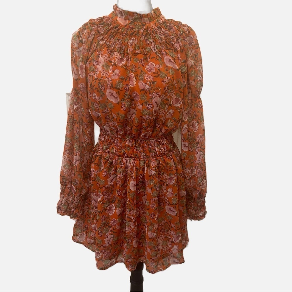 Anthropologie En Saison Floral Ruched Midi Dress Coquette Fairy core Ethereal